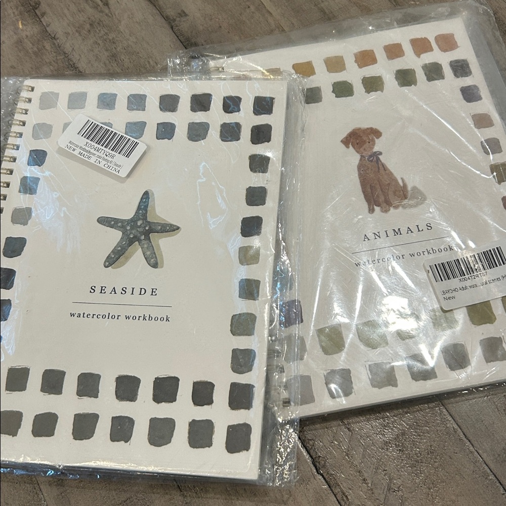 New Watercolor Workbooks  Set of 2 Animals and Seaside Instructions w/Sketches - Picture 2 of 5